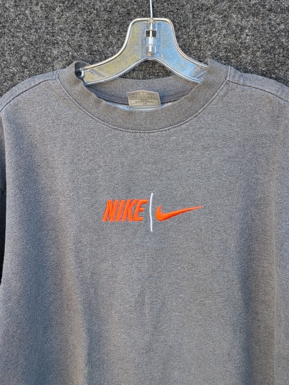 Vtg Nike Sweatshirt Mens Large Gray Center Embroidered Swoosh Crewneck Pullover